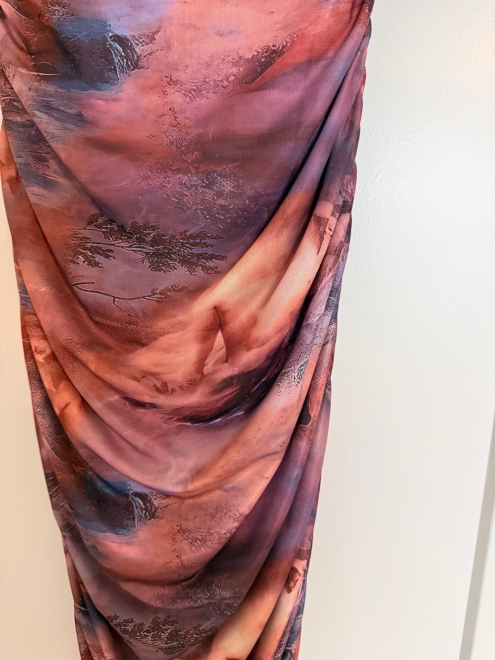 Pretty Garbage Draped Sunset Print Bodycon Dress - Size L - Picture 5 of 5